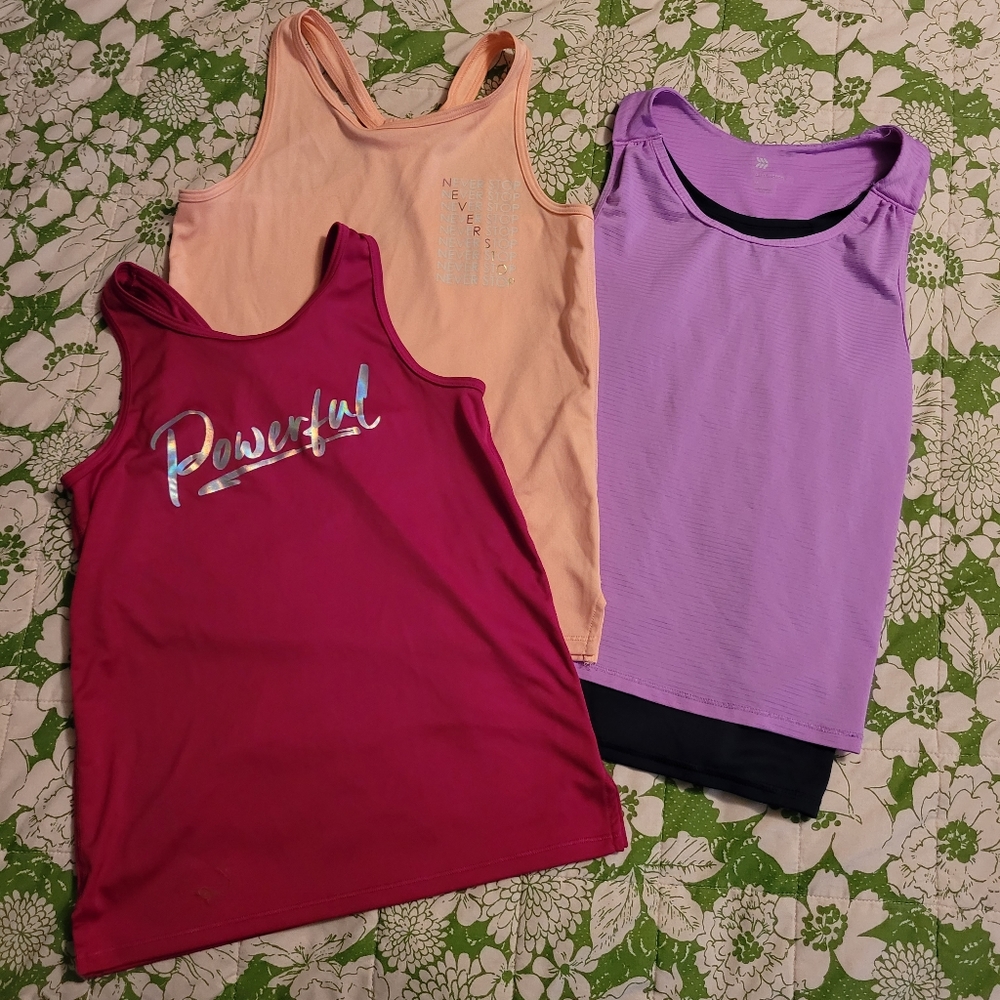 Set of 3 Girl's Athletic Tank tops